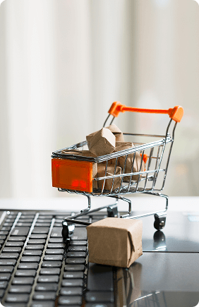 shopping cart on laptop