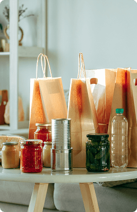 paper bags with food containers