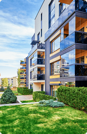 modern residential buildings with green trees outdoor facilities